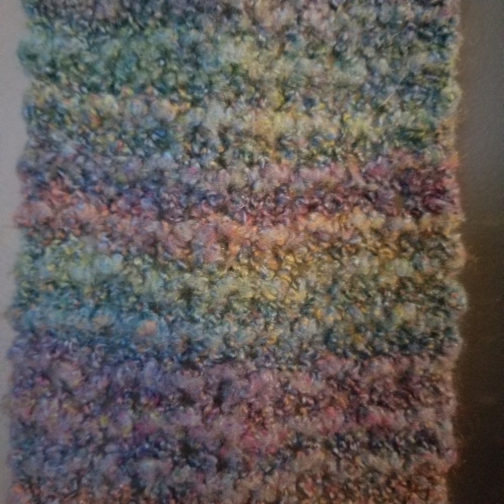 Handmade Crochet Knit Scarf Green Purple - Picture 2 of 7
